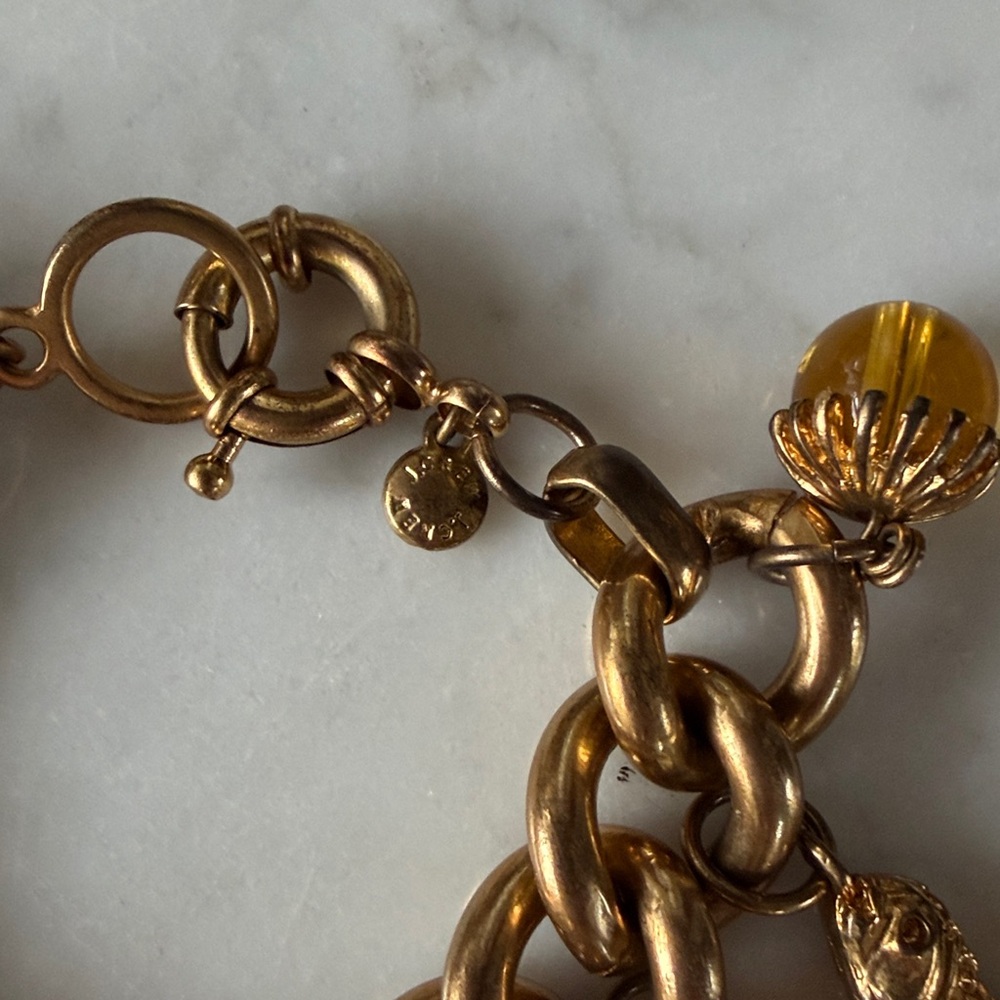 Vintage J.Crew Gold Summer Vacation Charm Bracelet Pineapples, Palm Tree, Monkey - Picture 2 of 4